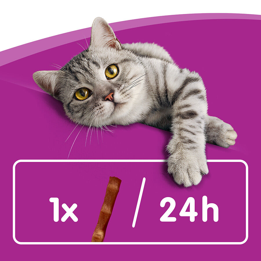 3 barritas Whiskas Sticks Snacks  Salm&oacute;n para Gatos, , large indicador imagen numero 2
